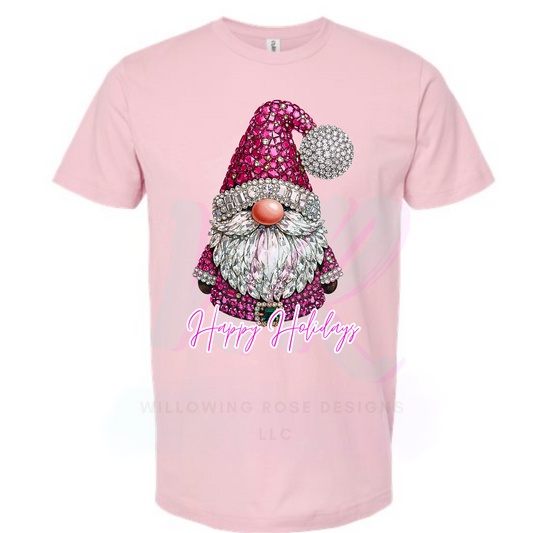 faux rhinestones gnome happy holidays