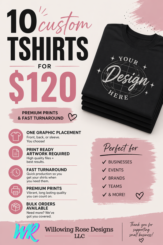10 TSHIRTS FOR $120 BUNDLE DEAL