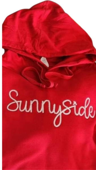 Sunnyside chain stitch embroidered hoodie- custom